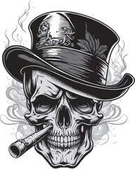 Elegant skull with a hat