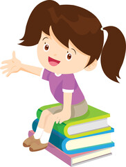 children reading books kids Cartoon Studying