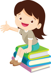 children reading books kids Cartoon Studying