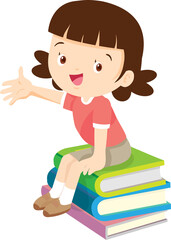 children reading books kids Cartoon Studying