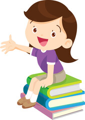 children reading books kids Cartoon Studying