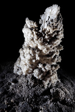 A single Gypsum formation, hollow on the inside, grows on the floor of Sang Wang Dong.; Wulong, Chongqing Province, China.