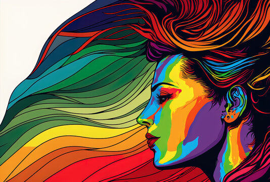 abstract line art of LGBT hues. Generative AI