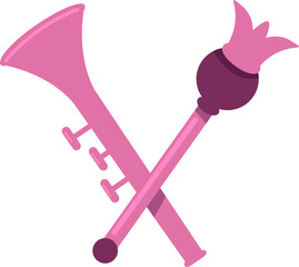 Pink musical woodwind instrument semi flat color raster object. Participating in orchestra. Full sized item on white. Simple cartoon style illustration for web graphic design and animation