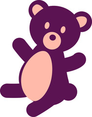 Fototapeta premium Plushy bear semi flat color raster object. Soft toy for little child. Full sized item on white. Stuffed animal. Simple cartoon style illustration for web graphic design and animation