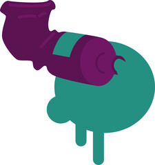 Industrial pipe with leaking green paint semi flat color raster object. Negative impact on ecology. Full sized item on white. Simple cartoon style illustration for web graphic design and animation
