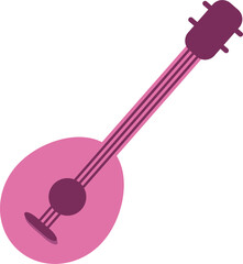 Vintage acoustic guitar semi flat color raster object. Musical string instrument. Playing banjo. Full sized item on white. Simple cartoon style illustration for web graphic design and animation