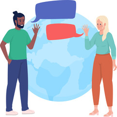 Learning language with friend 2D raster isolated illustration. Language learners flat characters on cartoon background. Colourful scene for mobile, website, presentation © IMGvisualsCharacters