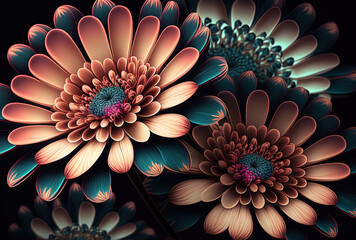 abstract backgrounds with tripleurospermum flowers in bloom. idea of affection. Generative AI - obrazy, fototapety, plakaty
