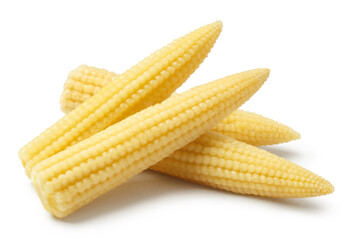 Delicious baby corn, isolated on white background