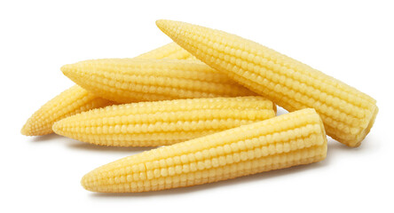Delicious baby corn, isolated on white background