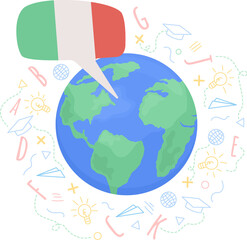 Italian speaking community 2D raster isolated illustration. Language learning flat object on cartoon background. Multilingualism colourful scene for mobile, website, presentation