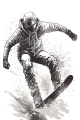 Fototapeta na wymiar Snowboard Mädchen Illustration - ai generiert