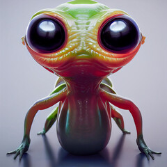 funny little cute alien creature, Generative AI illustration