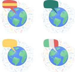 Language communities 2D raster isolated illustration set. Flat objects on cartoon background. Colourful scene collection for mobile, website, presentation © IMGvisualsCharacters