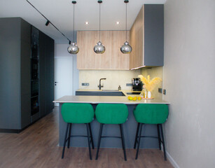 modern kitchen interior with kitchen counter