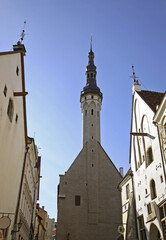 Obraz premium Old street and Townhouse in Tallinn. Estonia