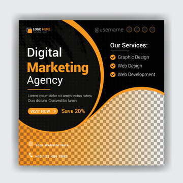 Digital marketing post for social media advertisement and corporate business social media post design template	

