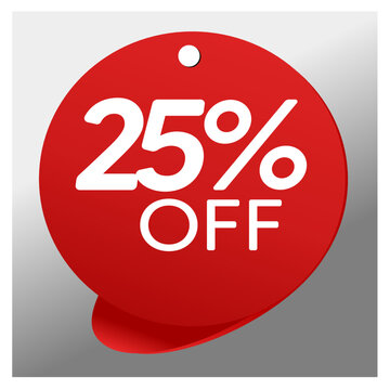Sale special offer red tag 25% off isolated vector illustration, promotion and offer price