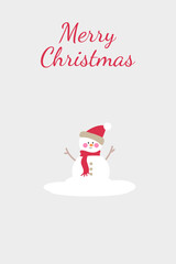 Minimalism red merry christmas holiday cover template vector. Red snowman on gray background. Design for card, corporate, greeting, wallpaper, poster.	