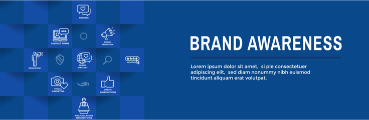 Brand Awareness Icons Set and Web Header Banner Design