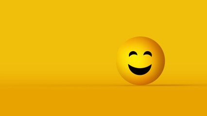 bright yellow smiley in the form of a ball on a yellow background
