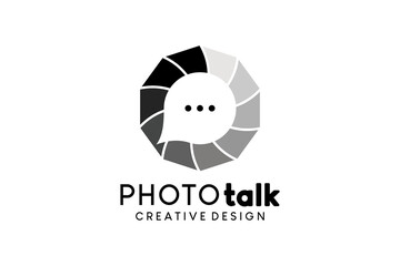 Photo talk icon logo design with modern chatting concept