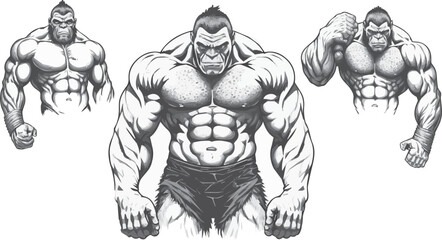 Fototapeta na wymiar illustration of a muscle man