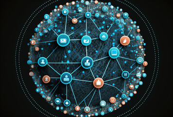 graphic representation of a social media network link online. Generative AI