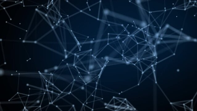 Abstract digital connection. Moving dots with lines. Data technology. Network, interlacing. Video 4k.