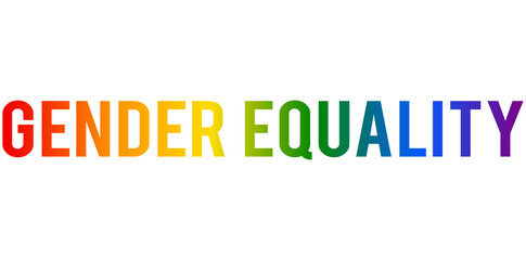 Gender equality, rainbow colored text, illustration over a transparent background, PNG image 