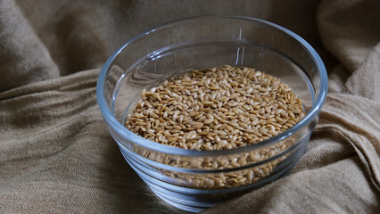 Bowl de cristal con semillas de lino