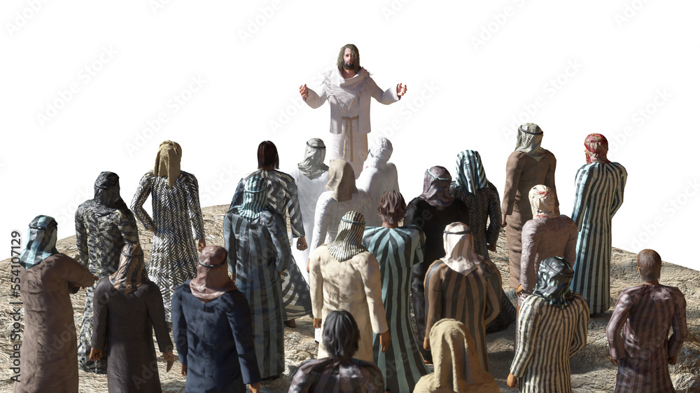 Wall mural jesus christ and twelve apostles in domus galilaeae sermon on the mount 3d render