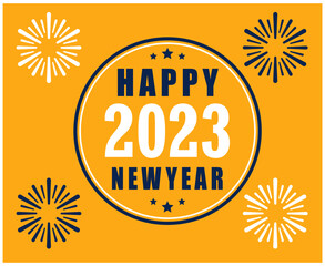2023 Happy New Year Holiday Abstract Design Vector Illustration Blue And White With Yellow Background