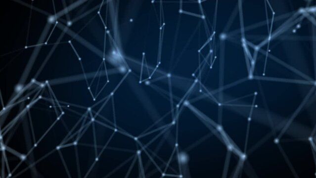 Abstract digital connection. Moving dots with lines. Data technology. Network, interlacing. Video 4k.