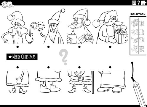 match halves of Christmas characters pictures coloring page