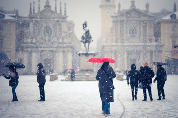 Turin Piazza San Carlo under the snow - 554108579