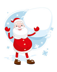 Santa claus saying wishes. Funny christmas character with comic text bulb.