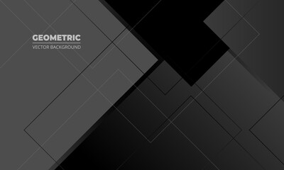 Dar grey business elegance abstract geometric vector background. Minimal geometric shapes on dark background. Vector illustration.