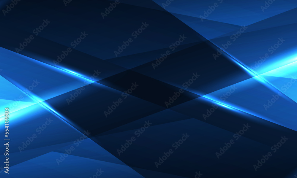 Poster Abstract blue background with geometric dynamic glowing diagonal lines. Modern trandy abstract blue background for business, corporate, brochure, banner, cover or poster. Vector illustration