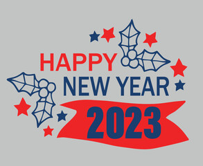 Happy New Year 2023 Holiday Abstract Vector Illustration Design Blue And Red