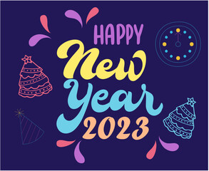 2023 Happy New Year Holiday Abstract Vector Illustration Design With Blue Background