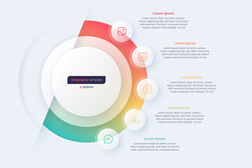 Five option circle infographic design template. Vector illustration