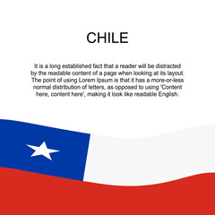 Fototapeta premium Flag of Chile for banner in square white background. Chile flag with space for text. Chile square banner with flag . vector illustration eps10