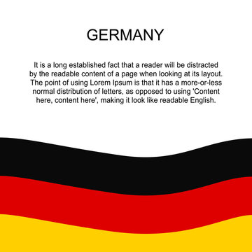 Flag of Germany for banner in square white background. Germany flag with space for text. Germany square banner with flag . vector illustration eps10