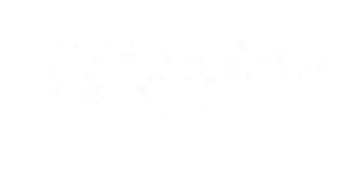 Snow background, a scattering of white snowflakes on a transparent background. The snowflakes are hand painted.. PNG