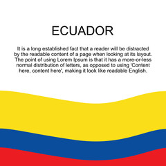 Flag of Ecuador for banner in square white background. Ecuador flag with space for text. Ecuador square banner with flag. vector illustration eps10