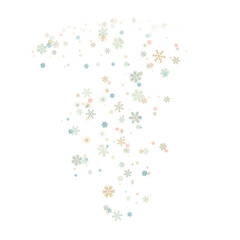 Multicolored snowflakes on a transparent background. Snow blizzard, winter background. PNG