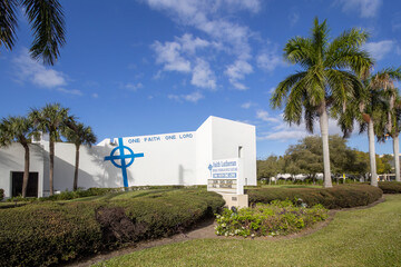 Fototapeta na wymiar The Faith Lutheran Church in North Palm Beach, Florida, USA