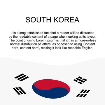 Flag of South Korea for banner in square white background. South Korea flag with space for text. South Korea square banner with flag. vector illustration eps10